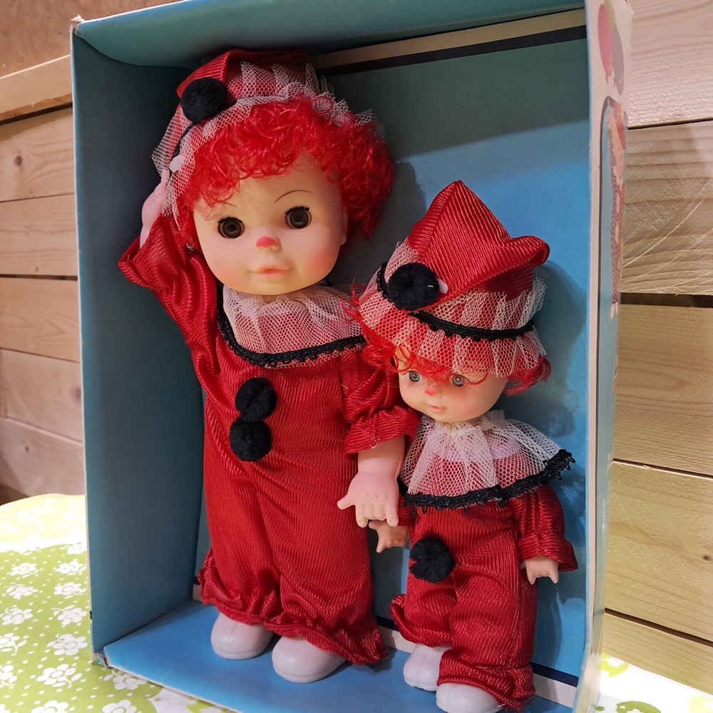 Just Clowns 1984 vintage 2 piece doll set by Uneeda new in box